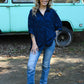 Navy Vines Button Down - She Chester