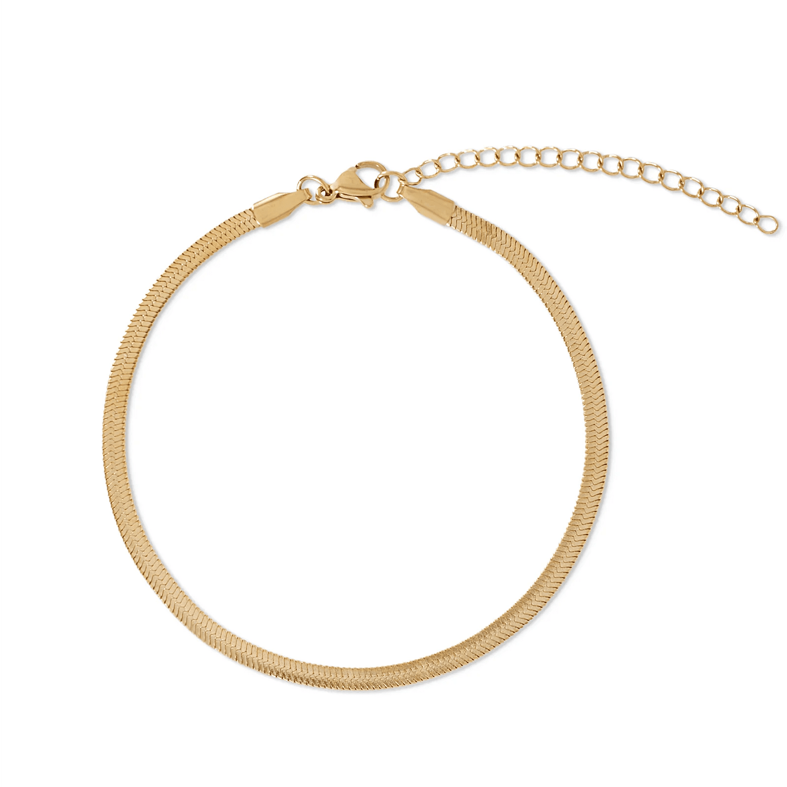 Nic Herringbone Gold Chain Anklet - She Chester
