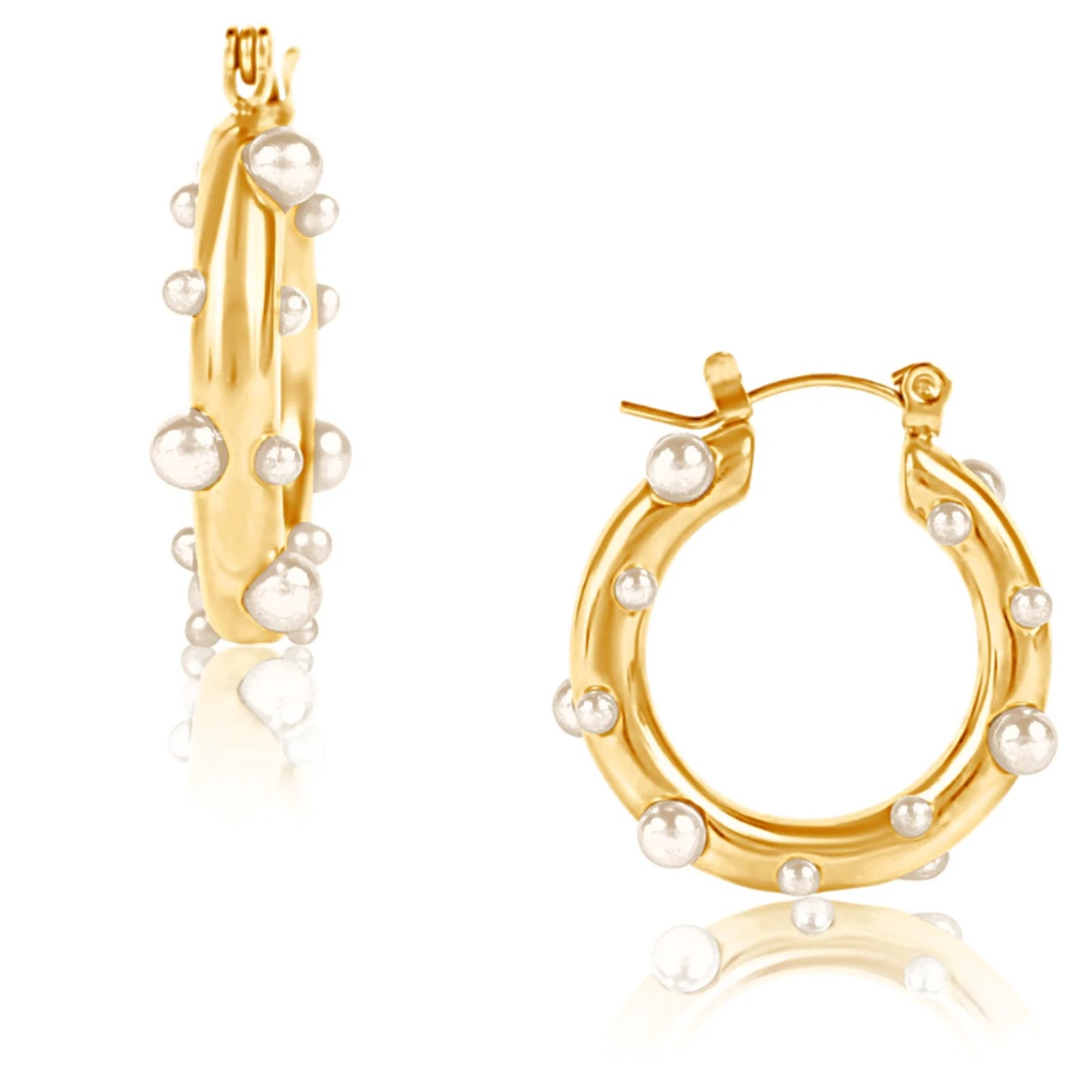 Nicoletta Pearl Hoop Earring - Gold 396 - She Chester