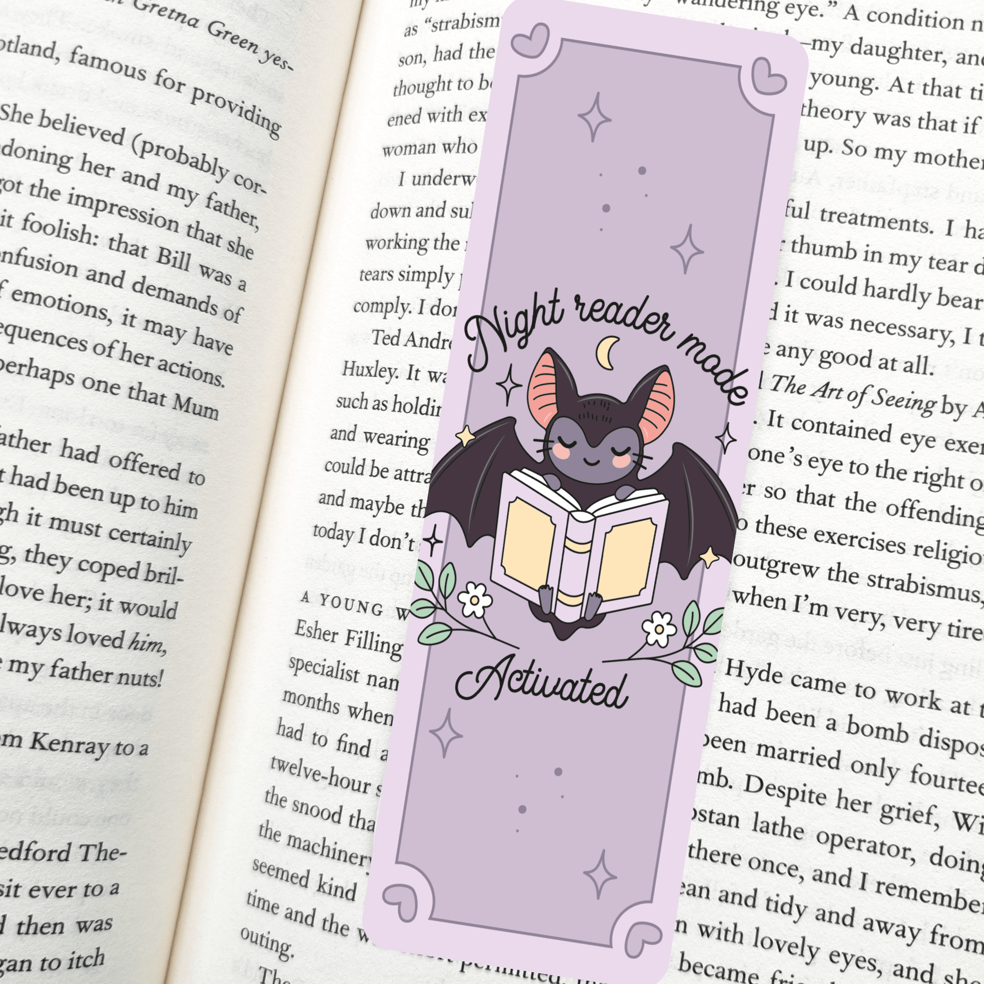 Night Reader Bat Bookmark – Soft Matte Laminated  - She Chester