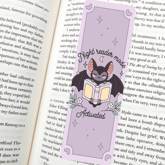 Night Reader Bat Bookmark – Soft Matte Laminated  - She Chester