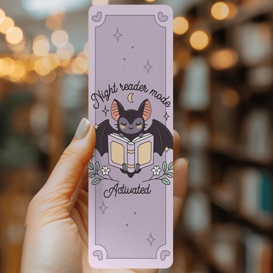 Night Reader Bat Bookmark – Soft Matte Laminated  - She Chester