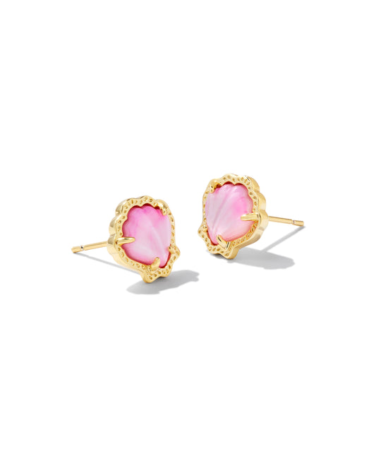 BRYNNE SHELL STUD EARRINGS IN GOLD BLUSH IVORY MOTHER OF PEARL