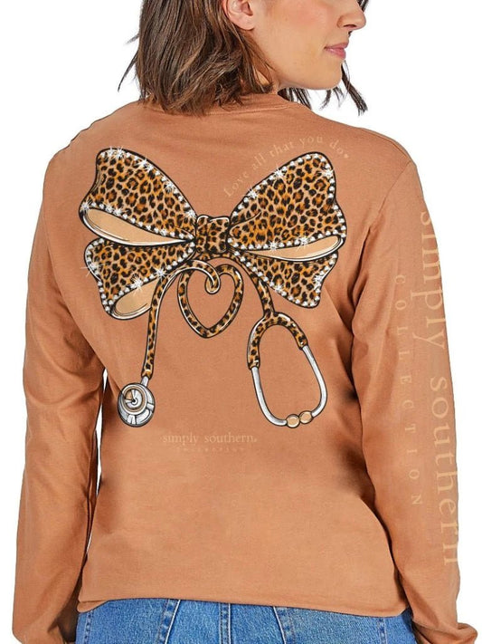 Nurse Cheetah Bow LS Tee - She Chester