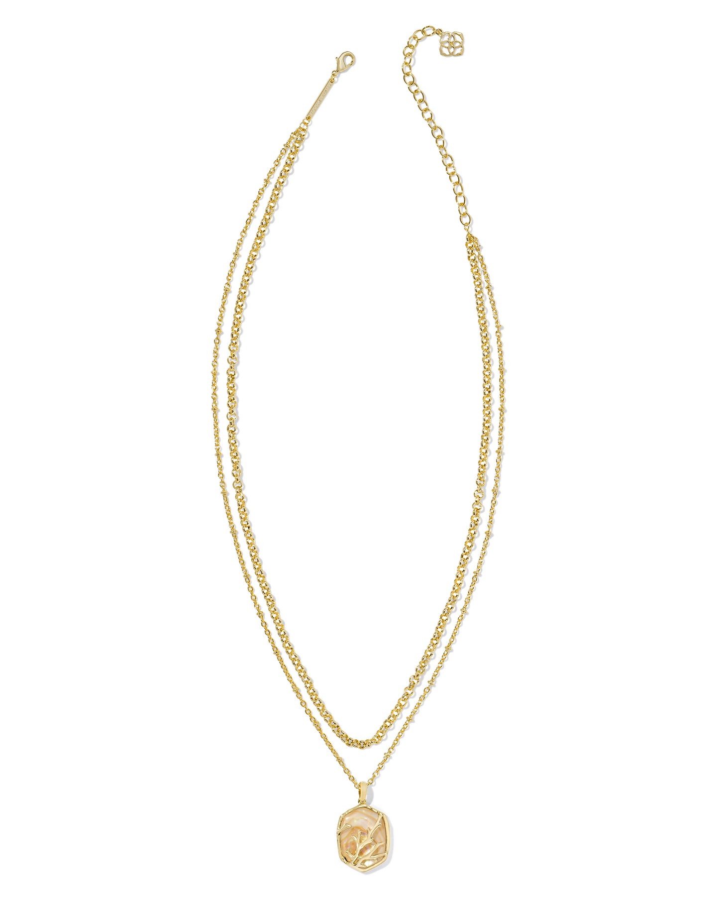 DAPHNE CORAL FRAME MULTI STRAND NECKLACE IN GOLD IRIDESCENT ABALONE