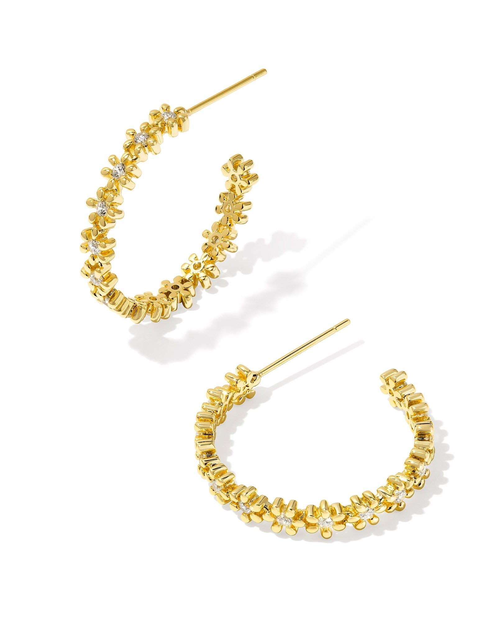 NYDIA HOOP EARRINGS IN GOLD WHITE CRYSTAL - She Chester