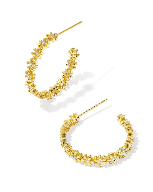 NYDIA HOOP EARRINGS IN GOLD WHITE CRYSTAL - She Chester