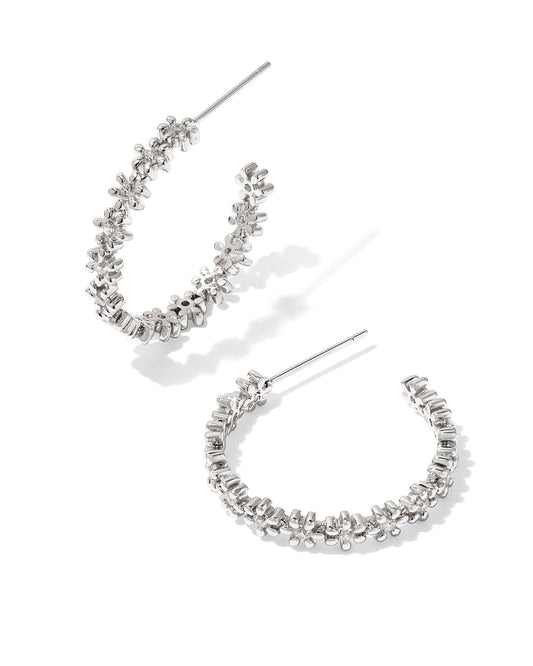 NYDIA HOOP EARRINGS IN SILVER WHITE CRYSTAL - She Chester