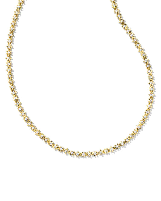 NYDIA STRAND NECKLACE IN GOLD WHITE CRYSTAL - She Chester