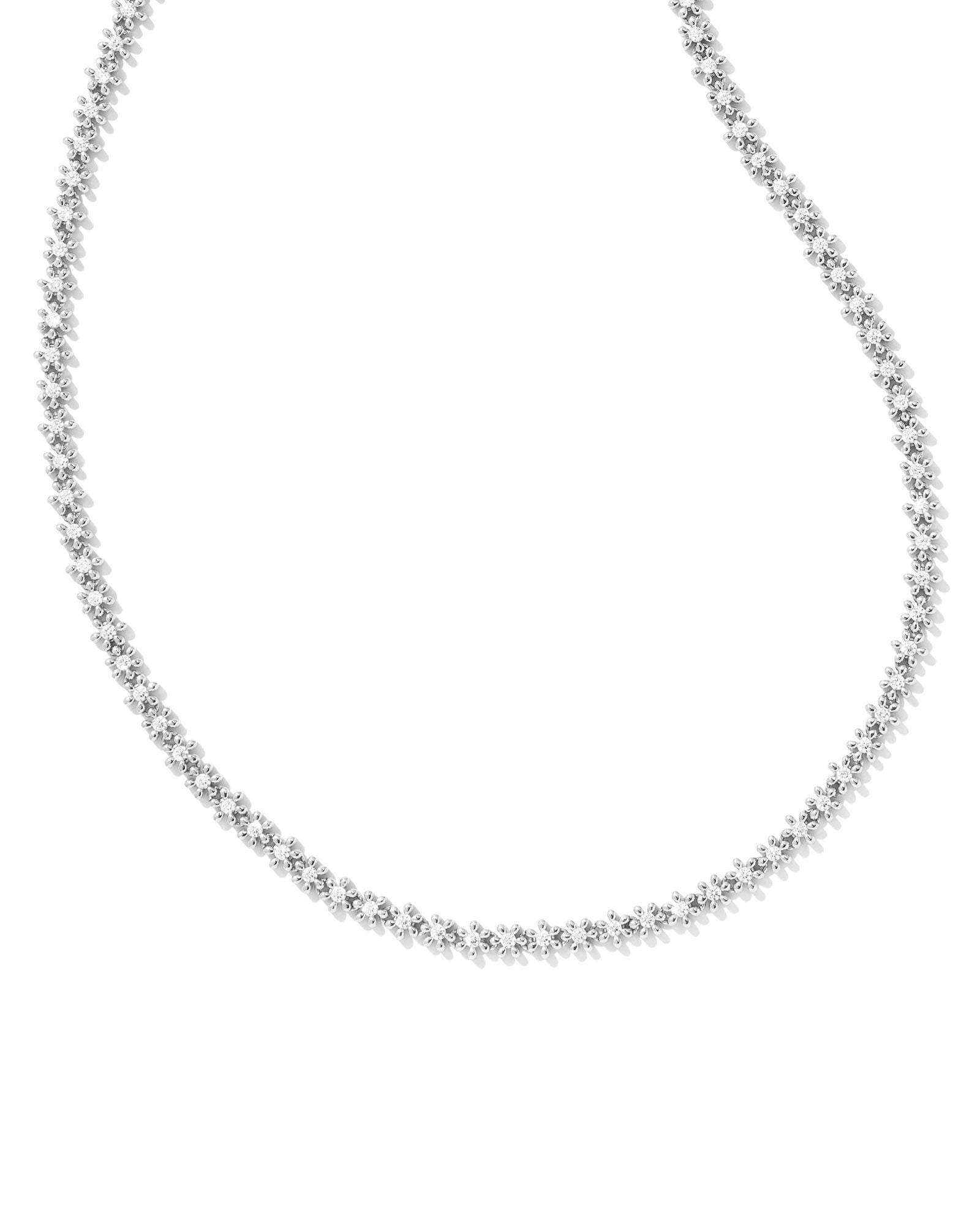 NYDIA STRAND NECKLACE IN SILVER WHITE CRYSTAL - She Chester