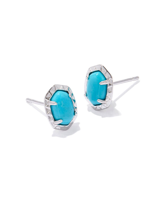 Daphne Stud Earrings Rhodium Variegated Turquoise