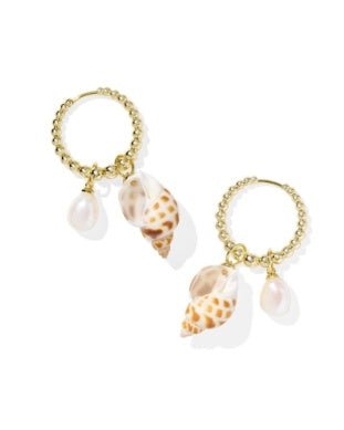 OLEANA HUGGIE EARRINGSGOLD SPOTTED SHELL - She Chester