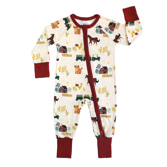 On The Farm Bamboo Convertible Baby Pajamas - She Chester