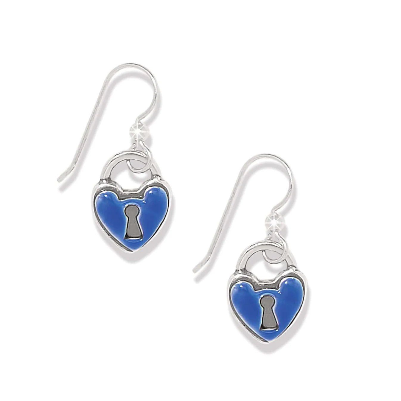 One Heart Blue Enamel Drop Earrings JA0122 - She Chester