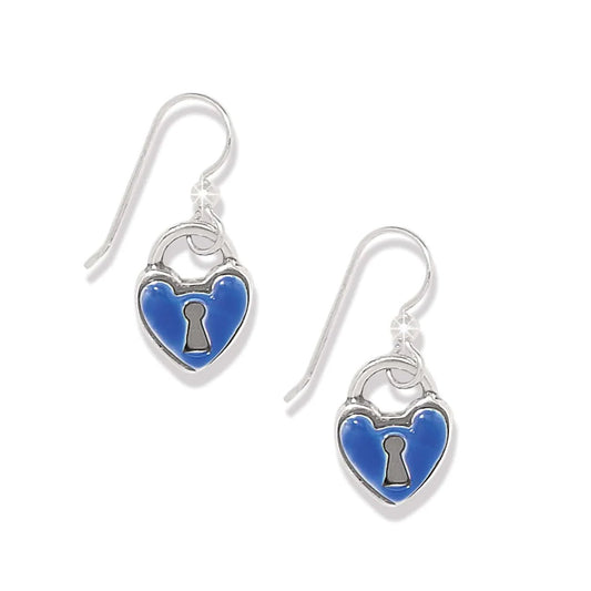 One Heart Blue Enamel Drop Earrings JA0122 - She Chester