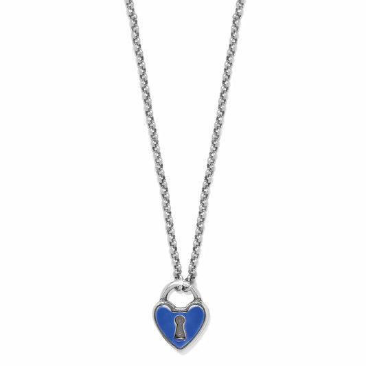 One Heart Blue Enamel Necklace JM7702 - She Chester