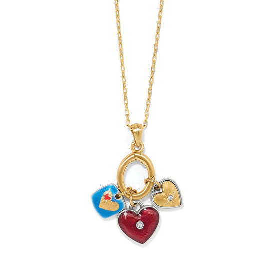 One Heart Gold Multi Charm Necklace JM7687 - She Chester