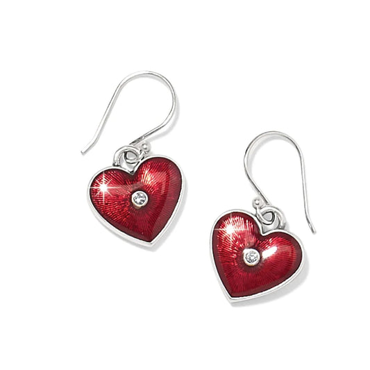 One Heart Red Enamel Drop Earrings JA0105 - She Chester
