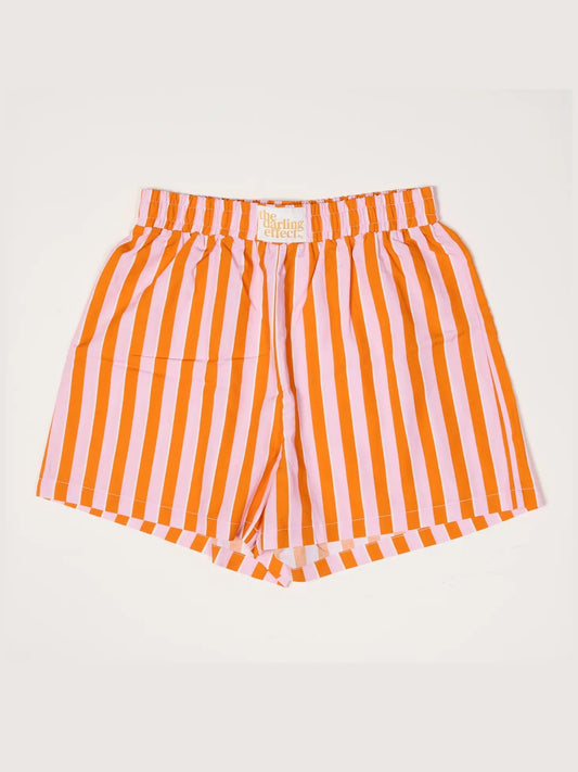 Orange Pink Stripes Darling Boxer Shorts - She Chester