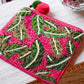 Palm Leaves Hot Pink Beaded Bag - She Chester