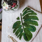 Palm Leaves White Beaded Pouch With Chain - She Chester
