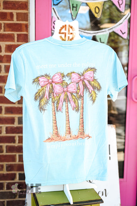 Palm with Bow Mineral Wash Tee - She Chester