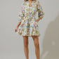 Pany Floral Dabria Split Neck Mini Dress - She Chester