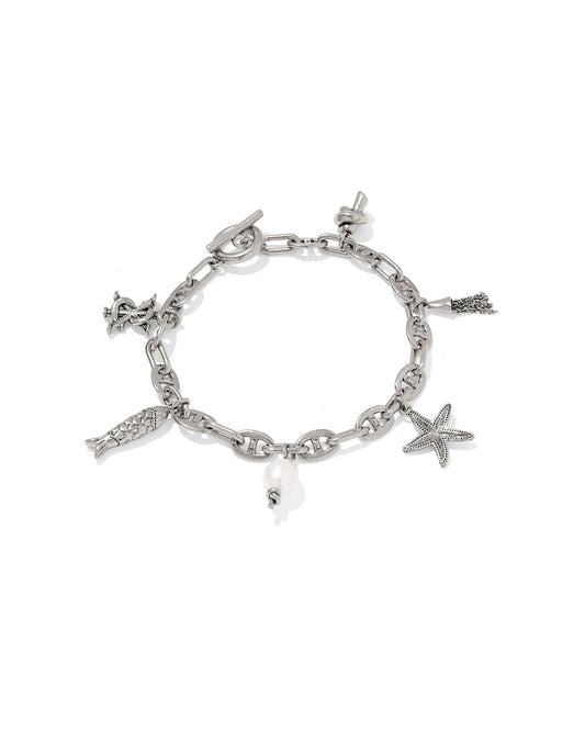 PARKER CHARM BRACELET VINTAGE SILVER FRESH WATER CULTURED PEARL - She Chester