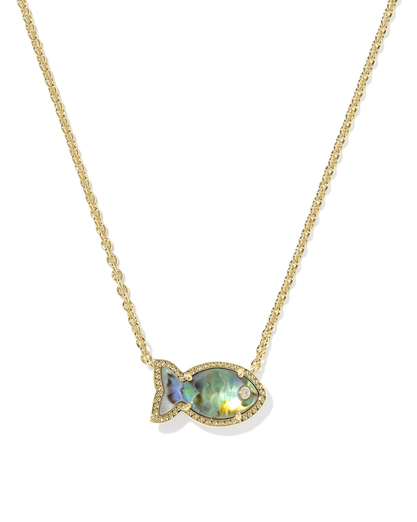 PARKER FISH SHORT PENDANT NECKLACE GOLD ABALONE SHELL - She Chester