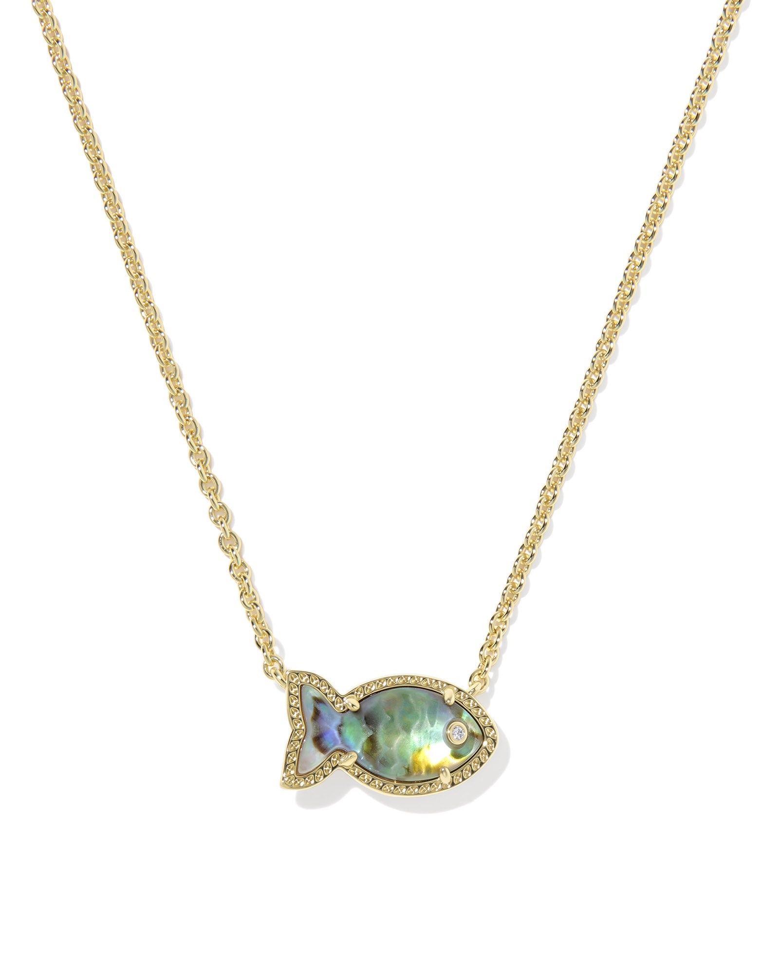 PARKER FISH SHORT PENDANT NECKLACE GOLD ABALONE SHELL - She Chester
