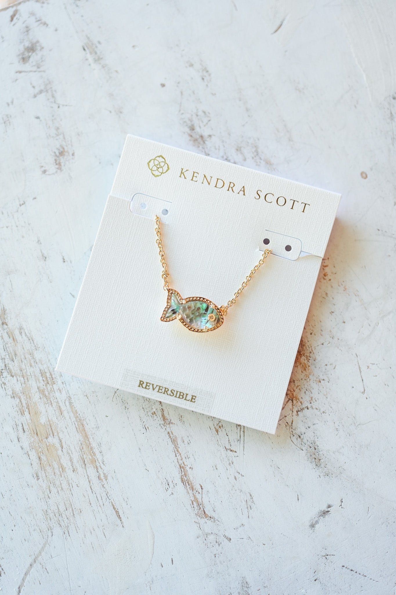 PARKER FISH SHORT PENDANT NECKLACE GOLD ABALONE SHELL - She Chester