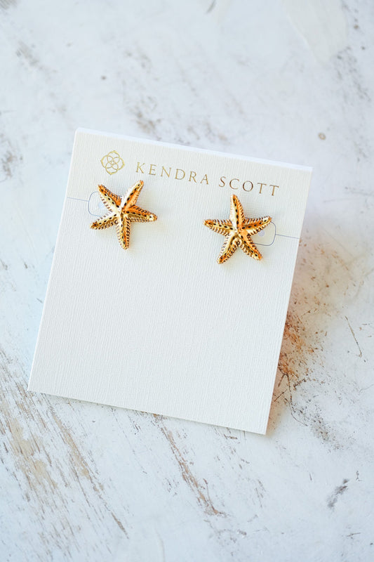 PARKER STARFISH METAL STUD EARRINGS VINTAGE GOLD - She Chester