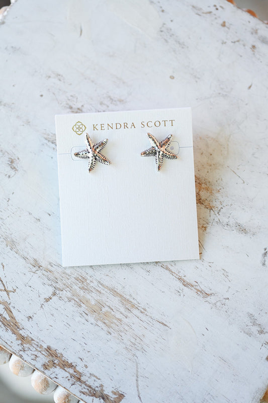 PARKER STARFISH METAL STUD EARRINGS VINTAGE SILVER - She Chester