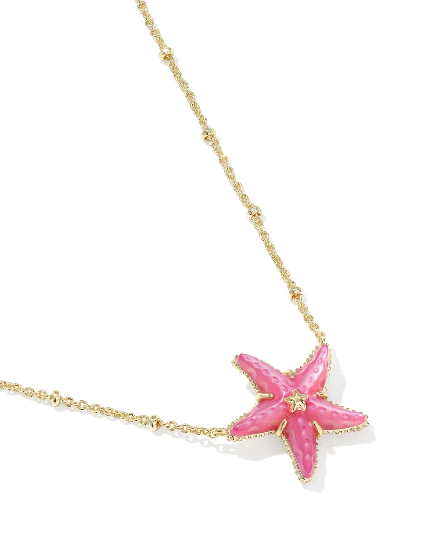 PARKER STARFISH SHORT PENDANT NECKLACE GOLD BRIGHT PINK MOTHER OF PEARL - She Chester