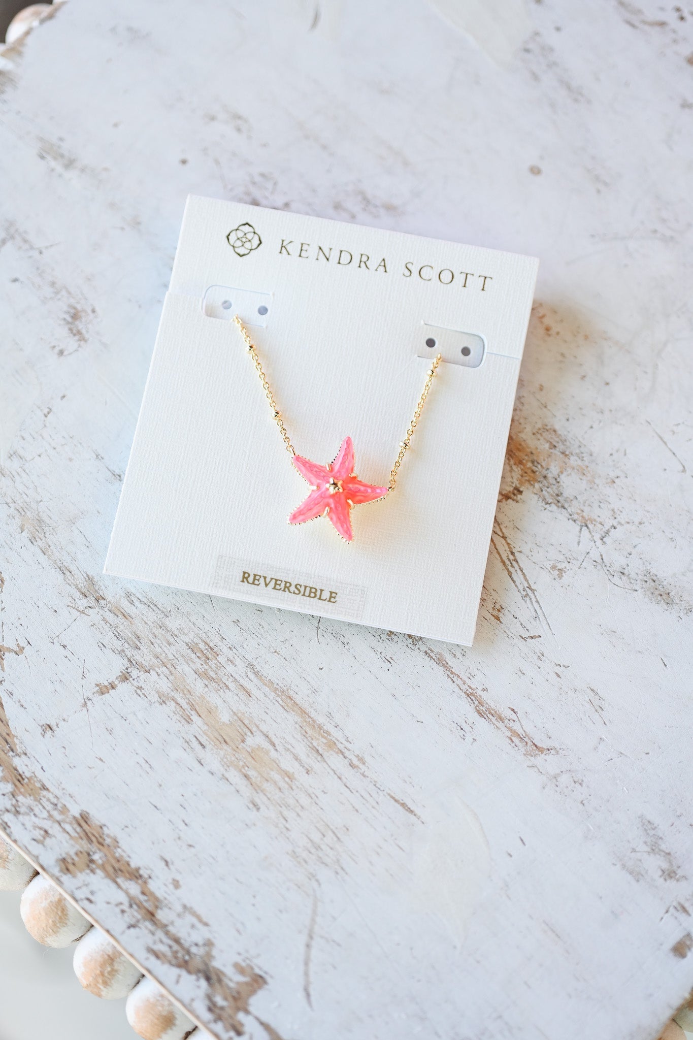 PARKER STARFISH SHORT PENDANT NECKLACE GOLD BRIGHT PINK MOTHER OF PEARL - She Chester