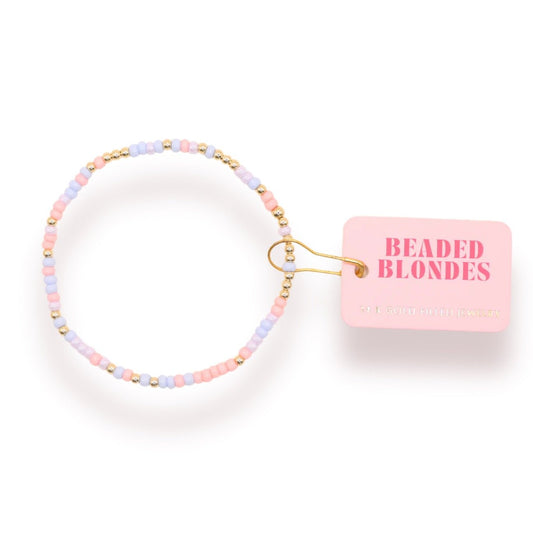 Pastel Pink Periwinkle Lilac Sprinkle BB Bracelet Standard Size - She Chester