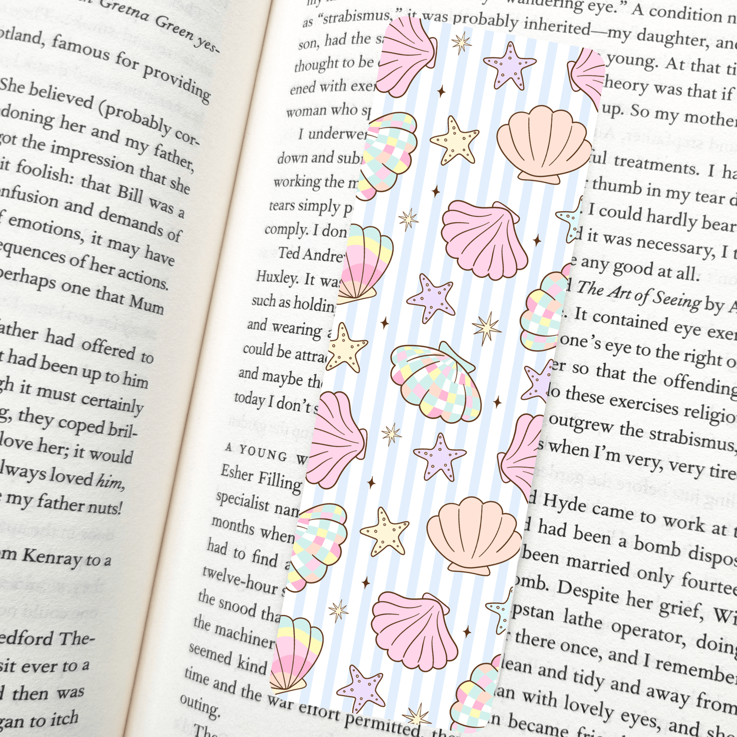 Pastel Rainbow Sea Shells Bookmark | Soft Matte Laminated   - She Chester
