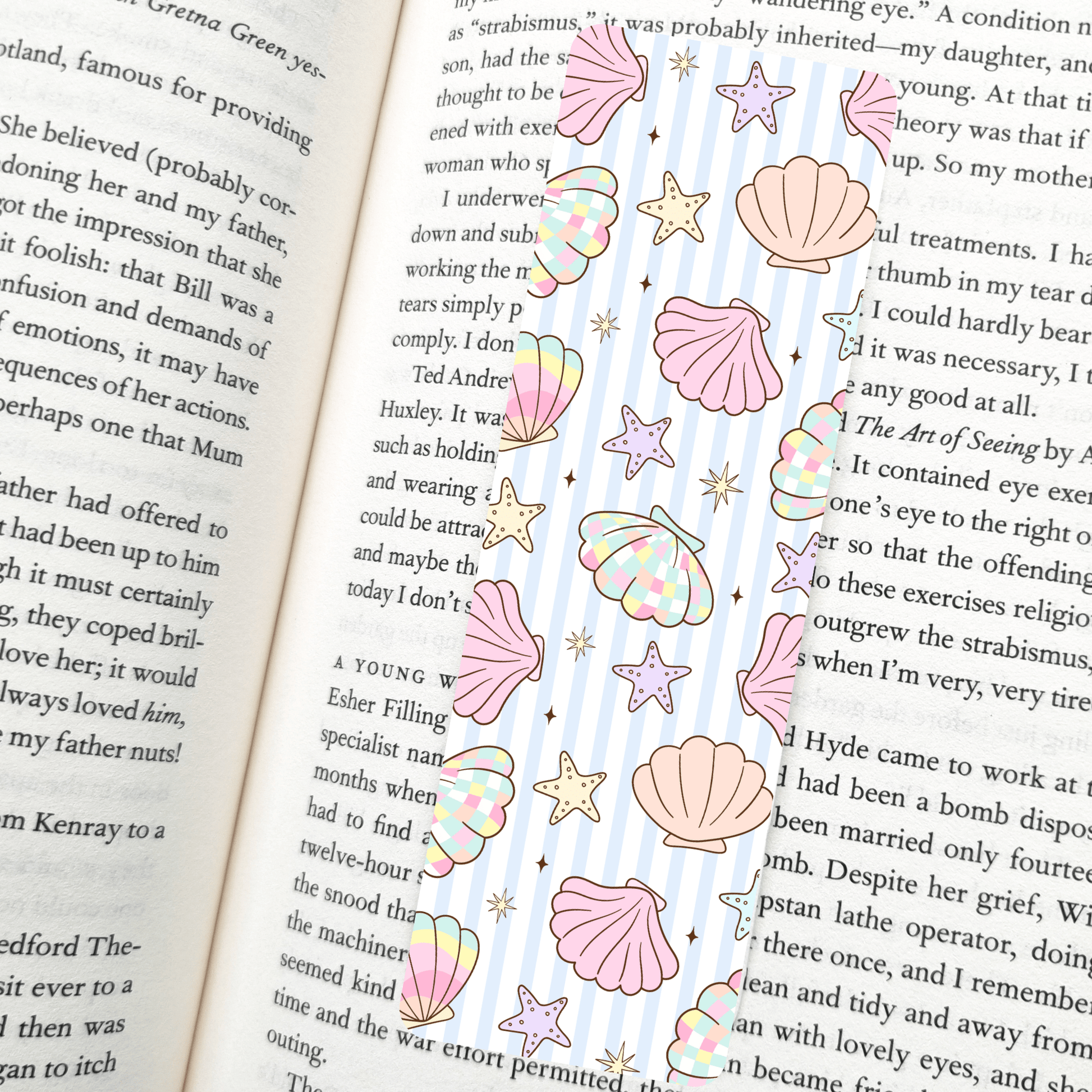 Pastel Rainbow Sea Shells Bookmark | Soft Matte Laminated   - She Chester