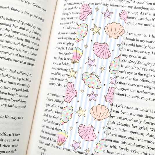 Pastel Rainbow Sea Shells Bookmark | Soft Matte Laminated   - She Chester