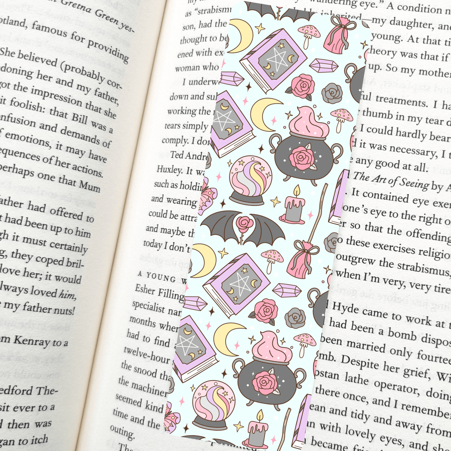 Pastel Witch Bookmark – Soft Matte Laminated   - She Chester