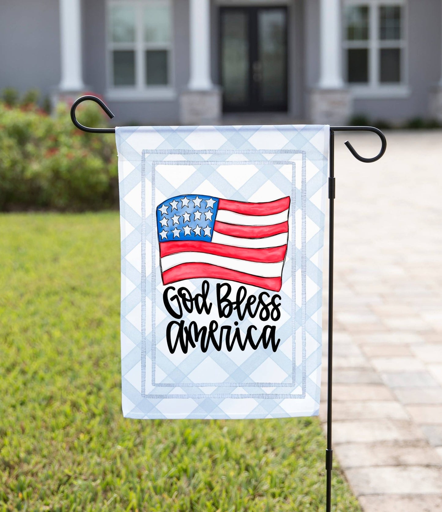 Patriotic Garden Flag - God Bless: 12" x 18" - Double - Sided - She Chester