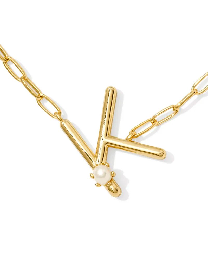 Pearl Letter Gold Pendant Necklace - She Chester