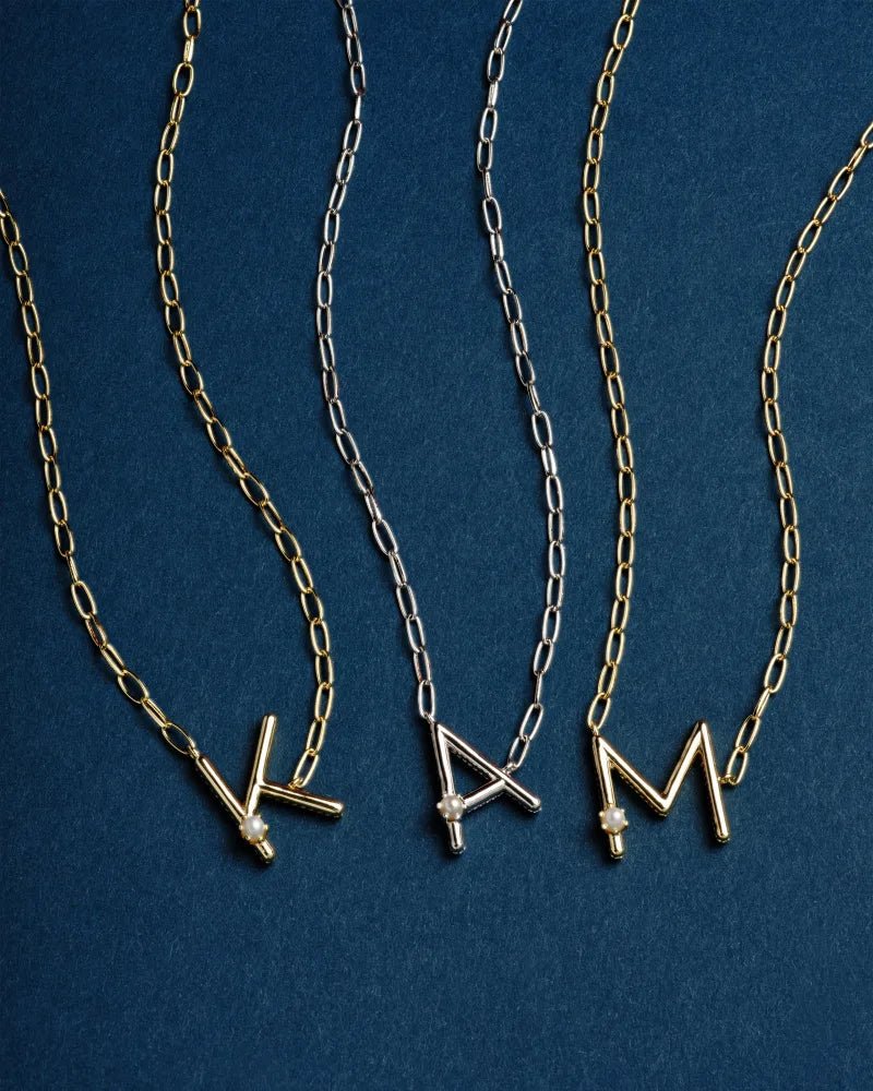 Pearl Letter Silver Pendant Necklace - She Chester