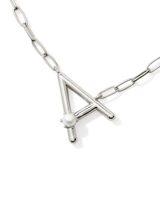 Pearl Letter Silver Pendant Necklace - She Chester