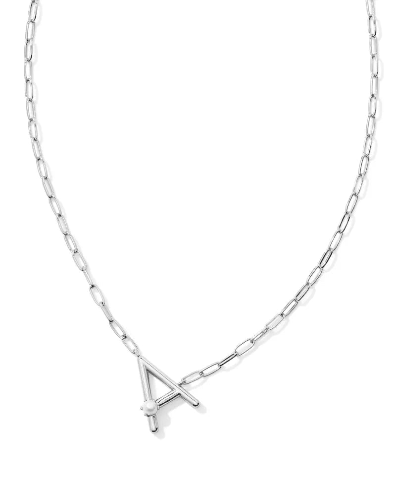 Pearl Letter Silver Pendant Necklace - She Chester