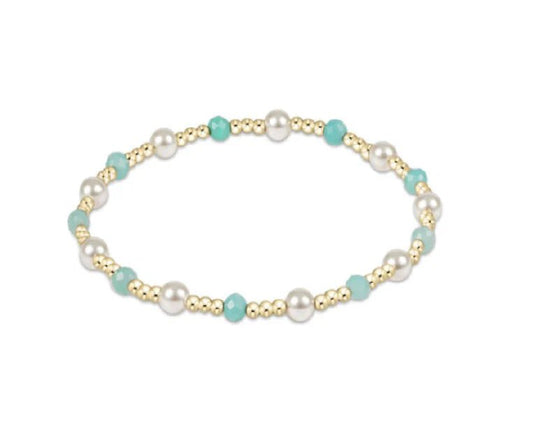 PEARL SINCERITY PATTERN 4MM BEAD BRACELET - AMAZONITE - She Chester