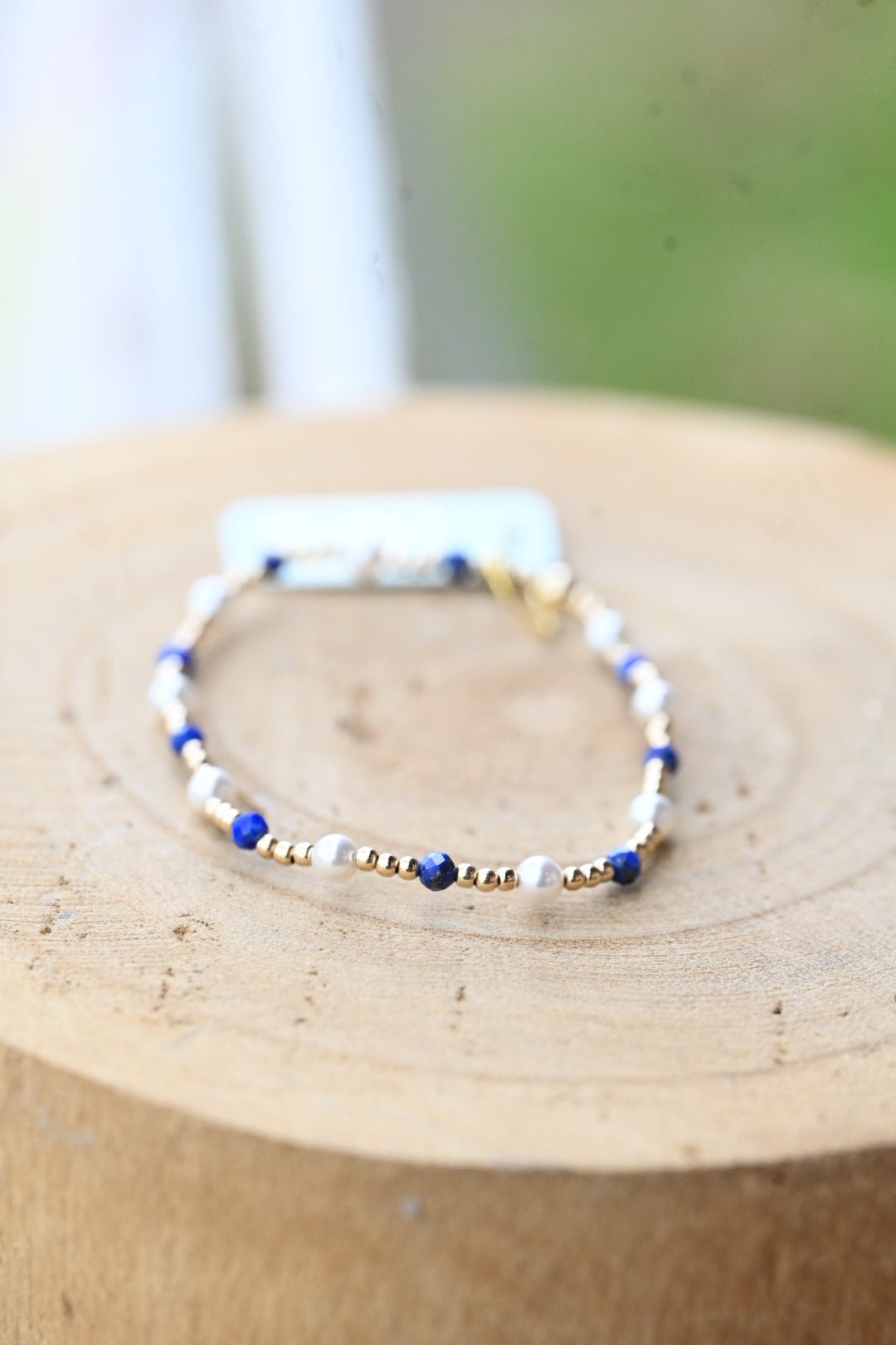 Pearl Sincerity Pattern 4mm Bead Bracelet - Lapis - She Chester