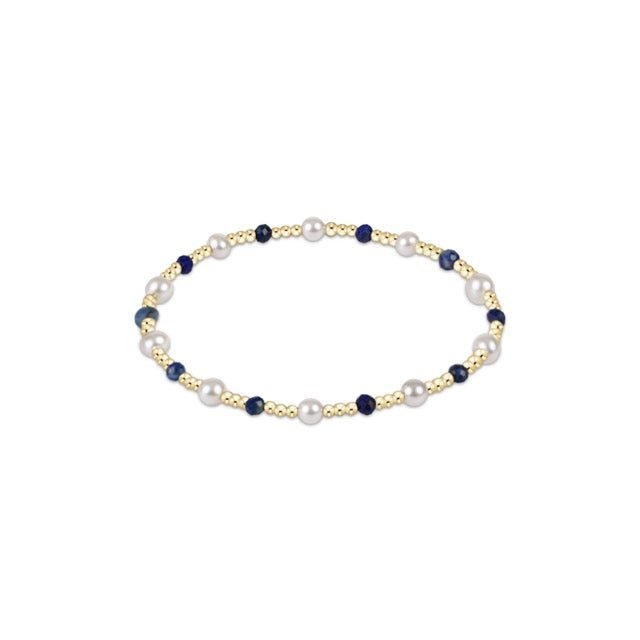 Pearl Sincerity Pattern 4mm Bead Bracelet - Lapis - She Chester
