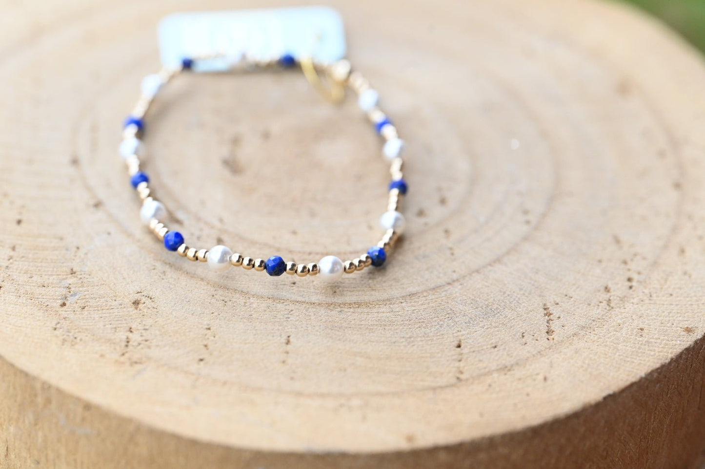 Pearl Sincerity Pattern 4mm Bead Bracelet - Lapis - She Chester
