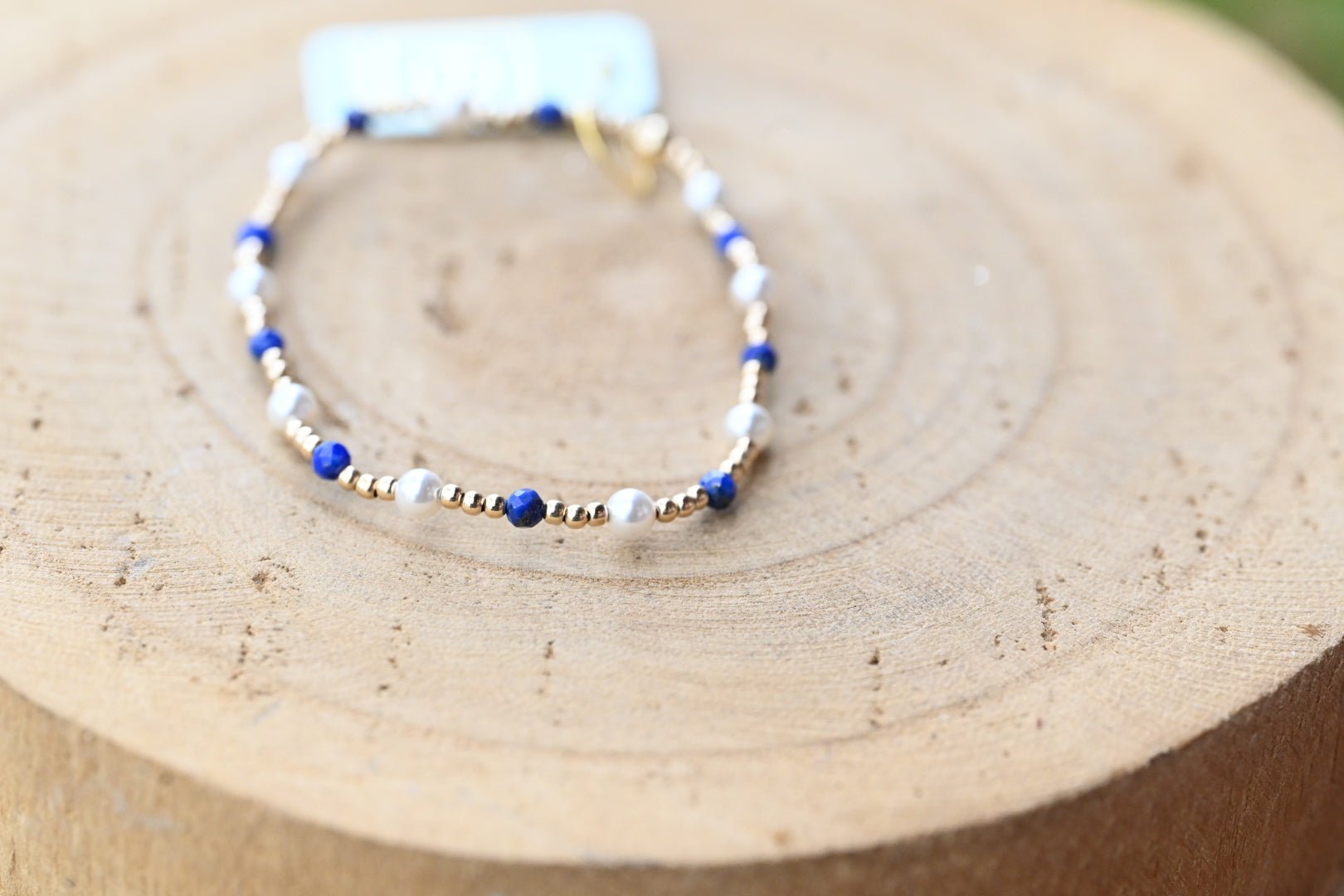 Pearl Sincerity Pattern 4mm Bead Bracelet - Lapis - She Chester